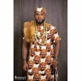 Igbo Men Male Isiagu Traditional Chieftaincy Top with Matching Hat
