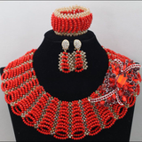 Elegant Circle shapes design African Beaded Jewellery Set with Brooch