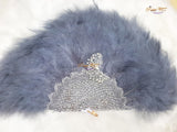 Grey Feather Bridal wedding African Traditional engagement Handfan