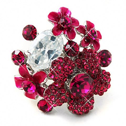 Unique Crystal Hot Pink Cocktail Ring