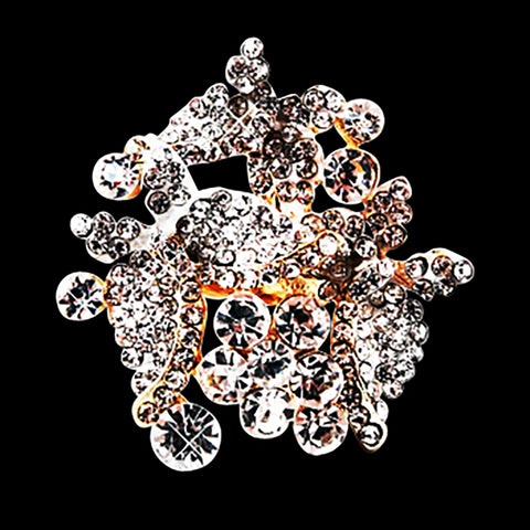 CRYSTAL CLUSTER BUTTERFLY RING - GOLD