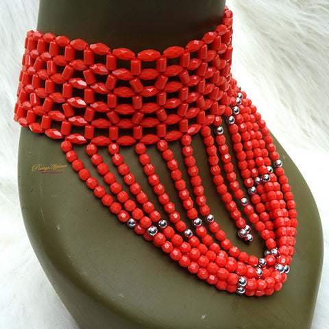 Nigerian Edo Coral wedding Bridal Beaded Edo Necklace Jewellery