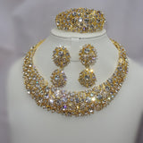 High Quality Crystal Dubai Swarovski Element Crystal Necklace Earring Bracelet Bridal Special Occassion Jewelry Set