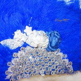 Beautiful Detailed Royal Blue Hand fan wedding African Traditional engagement - PrestigeApplause Jewels 
