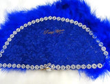 Beautiful Detailed Royal Blue Hand fan wedding African Traditional engagement - PrestigeApplause Jewels 