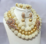 Elegant White Wedding Bridal Party Beads Jewelry Set
