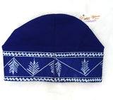 Royal Blue African Men Aso Oke Fila Cap Party with Embroidery