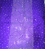 Celebrant Purple Embelished with Stones New Design Aso Oke African Nigerian Gele Ipele Men Fila Cap Veil Bridal Set