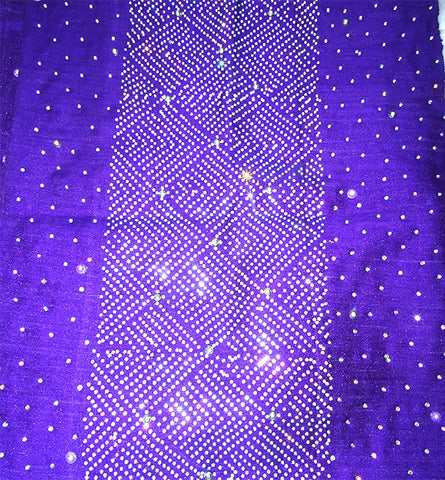 Celebrant Purple Embelished with Stones New Design Aso Oke African Nigerian Gele Ipele Men Fila Cap Veil Bridal Set