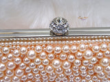 Peach Pearl Beads Small Evening Party Cocktail Purse handbag