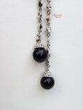 Double Layers Beautiful SIlver with Black Pearl Crystal Necklace Jewellery Gift Ladies