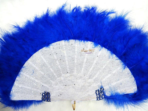 Beautiful Detailed Deep Royal Blue Hand fan with Pearls wedding African Traditional engagement