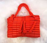 Orange Acrylic Artificial Coral Beads Traditional Small Ethnic Purse