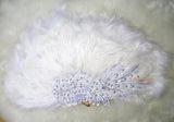 Beautiful Detailed White Cream Off White Mixed Feather Flower Design Feather Hand fan wedding African Traditional engagement