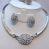 Silver Beautiful Rhinestone Bridal Wedding Party Jewellery Set