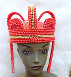 PrestigeApplause - Jewels UK Nigerian Edo Ibo Coral Crown Cap Wedding Bridal Party Beaded Edo Hat - PrestigeApplause Jewels 
