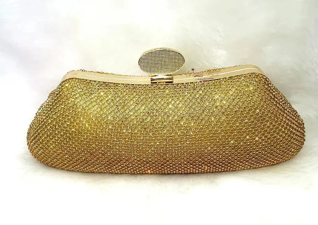 Silver Gold Fashion Womens Glitter Clutch Bag Crystal Diamante