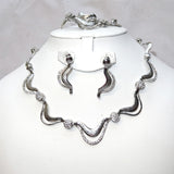 Quality Beautiful Design Silver with Rhinestone Wedding Party Bridal Necklace Jewellery Set