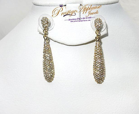 Gold Crystal Drop Earring Cocktail Jewellery - PrestigeApplause Jewels 