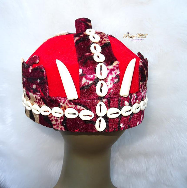 Animal skin cowries Nigerian king/chieftancy/groom cap/hat to match isiagu  and traditional attires Red groom cap/hat to match isiagu and traditional  attires – PrestigeApplause Jewels