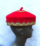 African Nigerian igbo Red hat with Red and Golden Lace Igbo traditional cap, hat men’s hat - PrestigeApplause Jewels 
