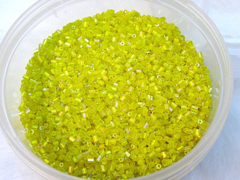 African/Nigerian Yellow Crystal Bugle Beads Small Tube Crystal Bugle Beads/Small Yellow Crystal Bugle Beads/Very high Quality Beads Jewellery Making - PrestigeApplause Jewels 