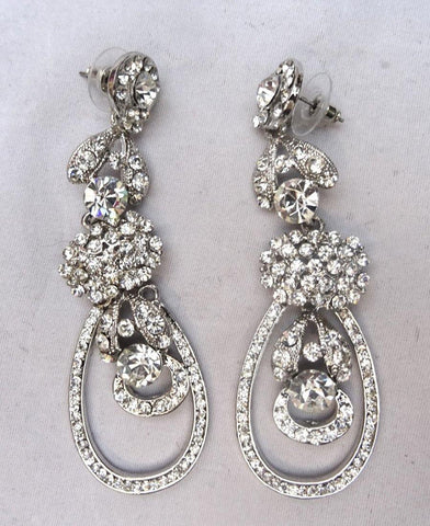 Beautiful Elongated Bold Big Crystal Cocktail Party Earring Jewellery - PrestigeApplause Jewels 