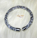 Beautiful Crystal Silver Black Mixed Tone Swarovski Element Bangle Bracelet Gift for Ladies Women - PrestigeApplause Jewels 