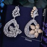 Beautiful Sparkling Cubid Zirconia Gold Cocktail Party Wedding Bridal Earring Jewellery