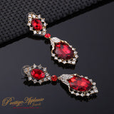 Red Statement Tear Drop 18K Gold Plated Cocktail Bridal Party Earring