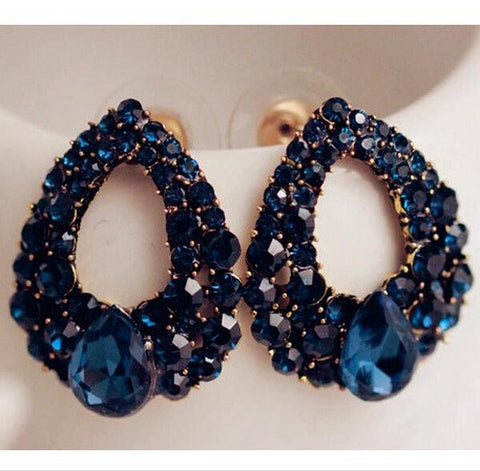 Navy Blue Crystal Stud Earring