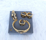 18K Design Replica Black Design Gold Plated Necklace Earring Party Dinner Cocktail Bride Jewellery Set Gold Plated