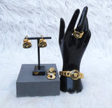 18K Design Replica Black Design Gold Plated Necklace Earring Party Dinner Cocktail Bride Jewellery Set Gold Plated