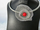 Red Silver Mesh Silver Wedding Party Necklace Jewellery Set