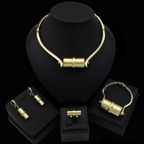 Beautiful Gold Plated 4 pieces Necklace Jewellery Set