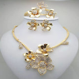 Flowery Fashion Jewellery set Necklace, Earrings Bracelet and Ring Set