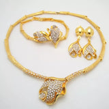 Flowery Fashion Jewellery set Necklace, Earrings Bracelet and Ring Set