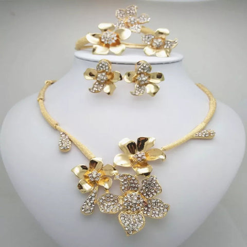 Flowery Fashion Jewellery set Necklace, Earrings Bracelet and Ring Set PrestigeApplause Jewels