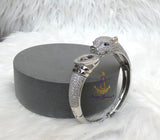 925 Silver Gold Lion Design Women’s Bangle Bracelet – Elegant Fashion Jewellery Gift Bangle Bracelet