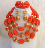 PrestigeApplause Unique Traditional Coral Balls Style Beads Necklace African Nigerian Celebrant Bridal Set