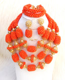 PrestigeApplause Unique Traditional Coral Balls Style Beads Necklace African Nigerian Celebrant Bridal Set