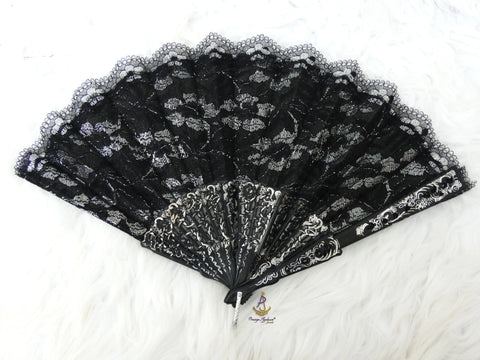 Black Lace Hand Fan – Elegant Statement Bridal & Cultural Accessory PrestigeApplause Jewels