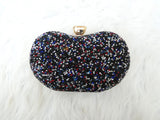 Black Multi Colour Evening Clutch Bag Gold Bag for Women Floral Diamante Formal Dressing Handbag for Wedding Party Prom PrestigeApplause Jewels