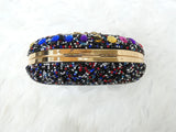 Black Multi Colour Evening Clutch Bag Gold Bag for Women Floral Diamante Formal Dressing Handbag for Wedding Party Prom PrestigeApplause Jewels