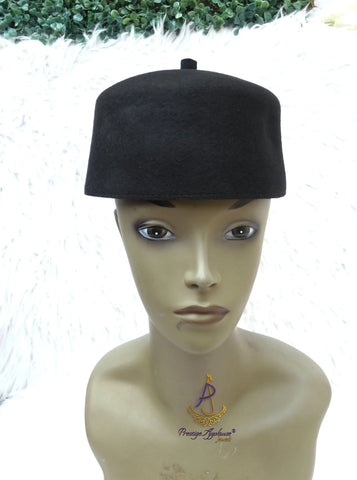 Black Red Chieftaincy Ozo African Traditional Cap | Igbo Hat | Fez Style Wool Cap | Cultural Headwear for Men Groom