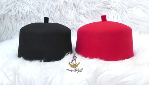 Black Red Chieftaincy Ozo African Traditional Cap | Igbo Hat | Fez Style Wool Cap | Cultural Headwear for Men Groom