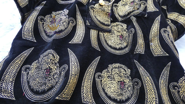 Black Red with Gold Velvet Igbo Edo Delta Isiagu Traditional Male ...