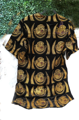 Black Red with Gold Velvet Igbo Edo Delta Isiagu Traditional Male Chieftaincy Top – African Statement Wear Top Edo Accessories