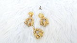 Bold Gold Plated Necklace Earring 2 pcs Party Dinner Cocktail Bride Jewellery Set Great as Gift for her Gold Plated