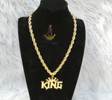 Bold King Pendant with Two-Twist Italian Gold Plated Unisex Necklace – Elegant Jewelry for Men & Women | Perfect Gift PrestigeApplause Jewels